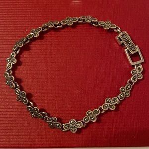 MT BRACELET 925 STERLING SILVER MARCASITE LINKS 9.2g 7.5” SIGNED